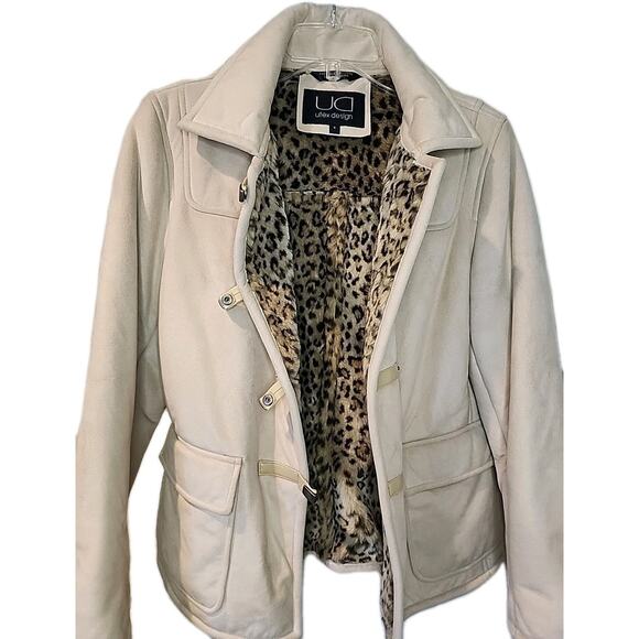 Utex Design Faux Micro Suede/Fur Leopard Print Interior Jacket Size Small (READ) - Picture 4 of 7